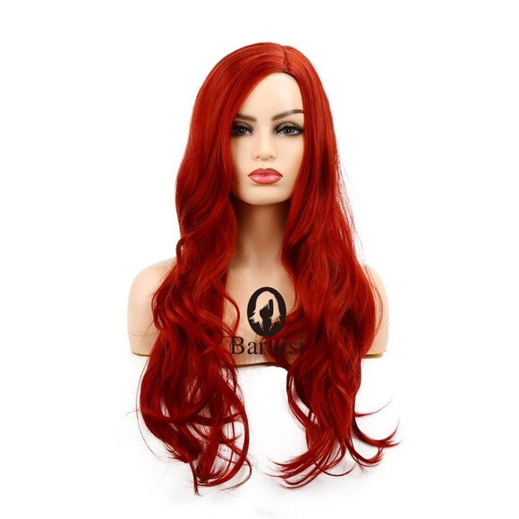 Long Curly Wavy Red Wigs for Women Side Part Natural Looking Cosplay Synthetic F - Picture 2 of 7